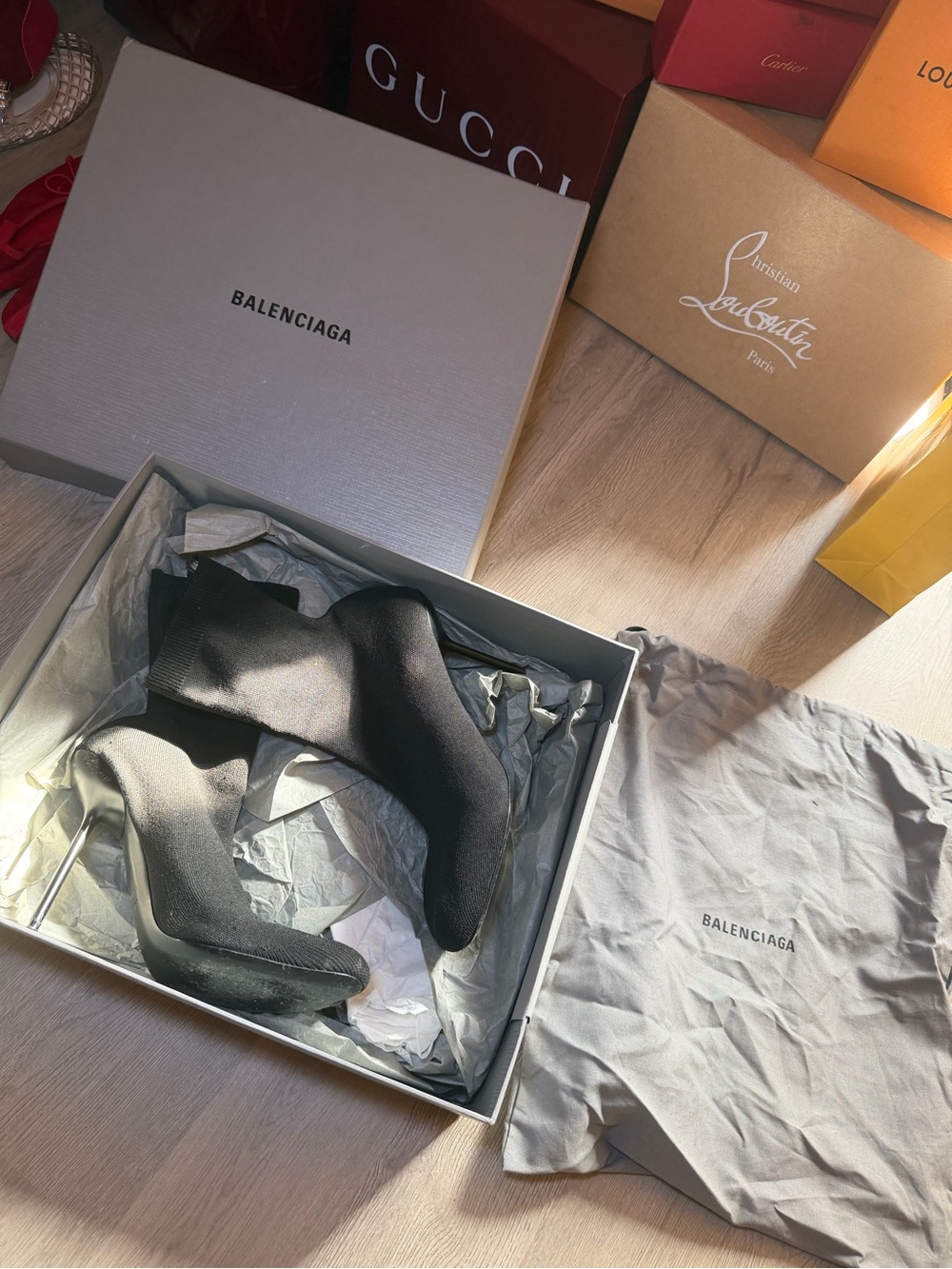 Balenciaga Black Stretch Sock Heeled Boots